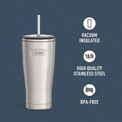 Thermos Icon Stainless Steel Vacuum Insulated Cold Tumbler with Straw, 24 oz., Matte (IS1112MS4)