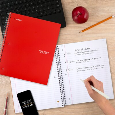 Five Star 5-Subject Subject Notebooks, 8" x 10.5", Wide Ruled, 200 Sheets, Each (51016)