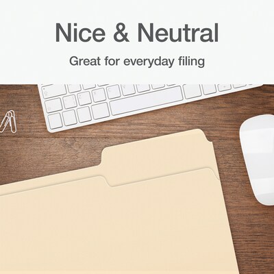 Pendaflex Heavy Duty File Folder, 1/3-Cut Tab, Assorted, Letter Size, Manila, 100/Box (1007080)