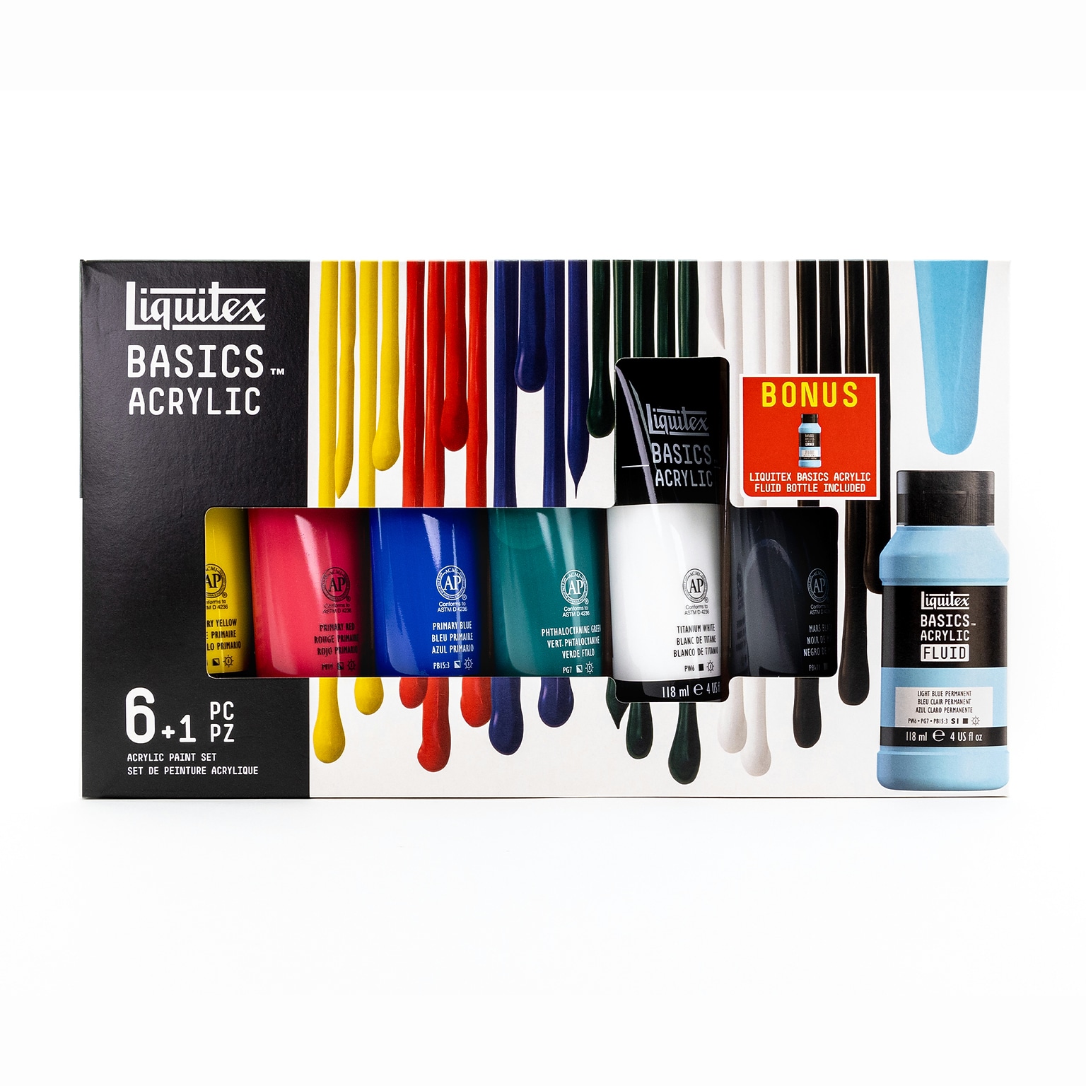 Liquitex BASICS Acrylic Paint Tube, Assorted Colors, 118 mL, 7/Set (LIQ3699443)