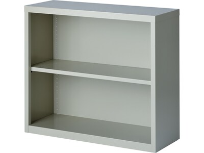 Hirsh HL8000 Series 30"H 2-Shelf Bookcase with Adjustable Shelf, Light Gray Steel (21988)