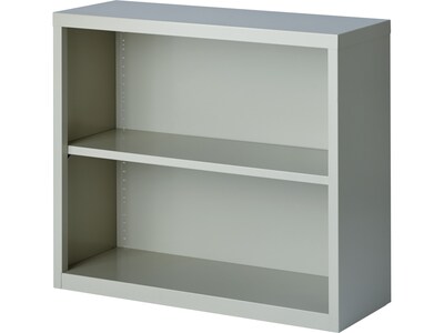 Hirsh HL8000 Series 30"H 2-Shelf Bookcase with Adjustable Shelf, Light Gray Steel (21988)