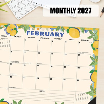 2027 Willow Creek Mediterranean Moments 22" x 17" Monthly Desk Pad Calendar, Assorted Colors (66584)