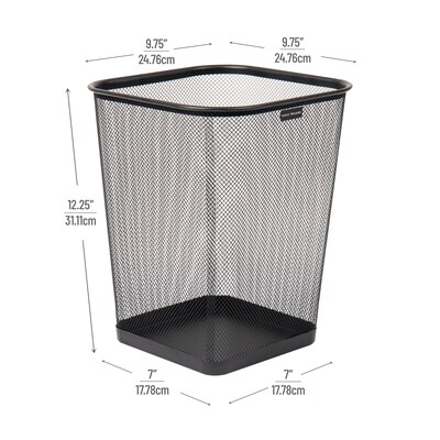 Mind Reader Metal Trash Can, 5 Gallon, Black, 4/Pack (4SQUAGA-BLK)