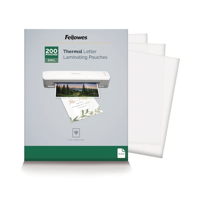 Fellowes Thermal Laminating Pouches, Letter Size, 5 Mil, 200/Pack (5743601)