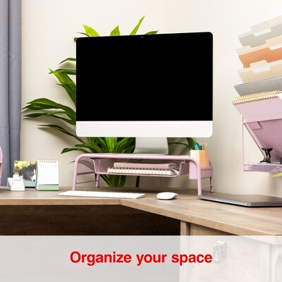 Staples Metal Mesh Monitor Stand, Up to 32" Monitor, Dusty Pink (ST63851)