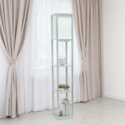 Simple Designs Etagere Organizer 62.5" Floor Lamp with Rectangular Shade, Gray (LF1037-GRY-CCLB)
