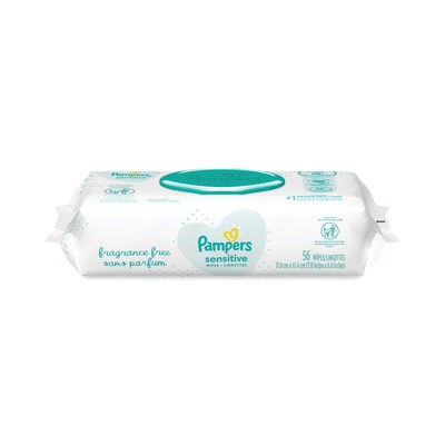 Pampers® Sensitive Baby Wipes, 6.8 x 7,  Unscented, White, 56/Pack