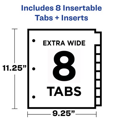 Avery Big Tab Two-Pocket Insertable Plastic Divider, 8 Tabs, Multicolor, 1 Set (11907)