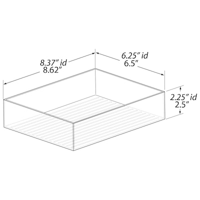 Azar Large Stackable Plastic Storage Bin, 2.5 x 8.62x 6.5, Clear, 4/Pack (556735-4PK)