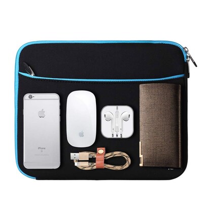 Vangoddy Neoprene Laptop Sleeve for 12" Laptop, Black/Blue