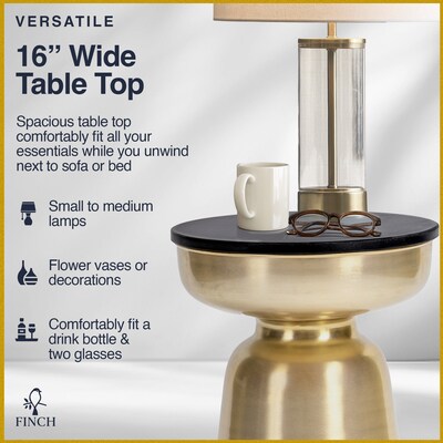 Finch Adler Brass Metal Side Table, Black/Gold (FUTB10153A)
