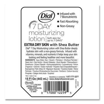 Dial 7-Day Moisturizing Lotion for Versa Dispenser, 15 oz., Refill Pouch (DIA12259EA)