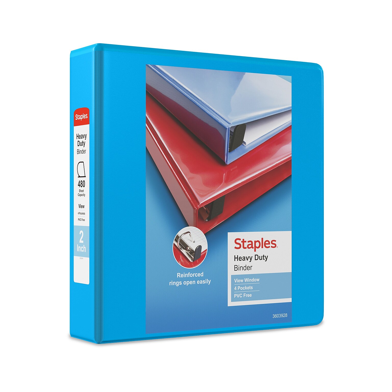 Staples Heavy Duty 2 3-Ring View Binder, D-Ring, Light Blue (ST56287-CC)