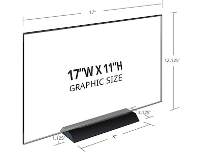 Azar Sign Holder, 17" x 11", Horizontal, Freestanding, Clear Acrylic, 2/Pack (108808)