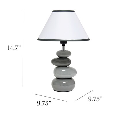 Simple Designs Shades of Gray Ceramic Stone 14.70" LED Table Lamp, Gray (LT3052-GRY)