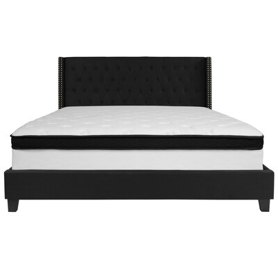 Flash Furniture Riverdale Tufted Upholstered Platform Bed in Black Fabric with Memory Foam Mattress, King (HGBMF40)