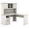 Bush Furniture Yorktown 60W L Shaped Desk with Hutch, Linen White Oak (YRK001LW)