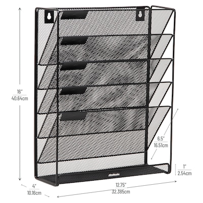 Mind Reader 5-Pocket Metal Mesh Mountable Wall File, Letter Size, Black (MAGSTACK-BLK)