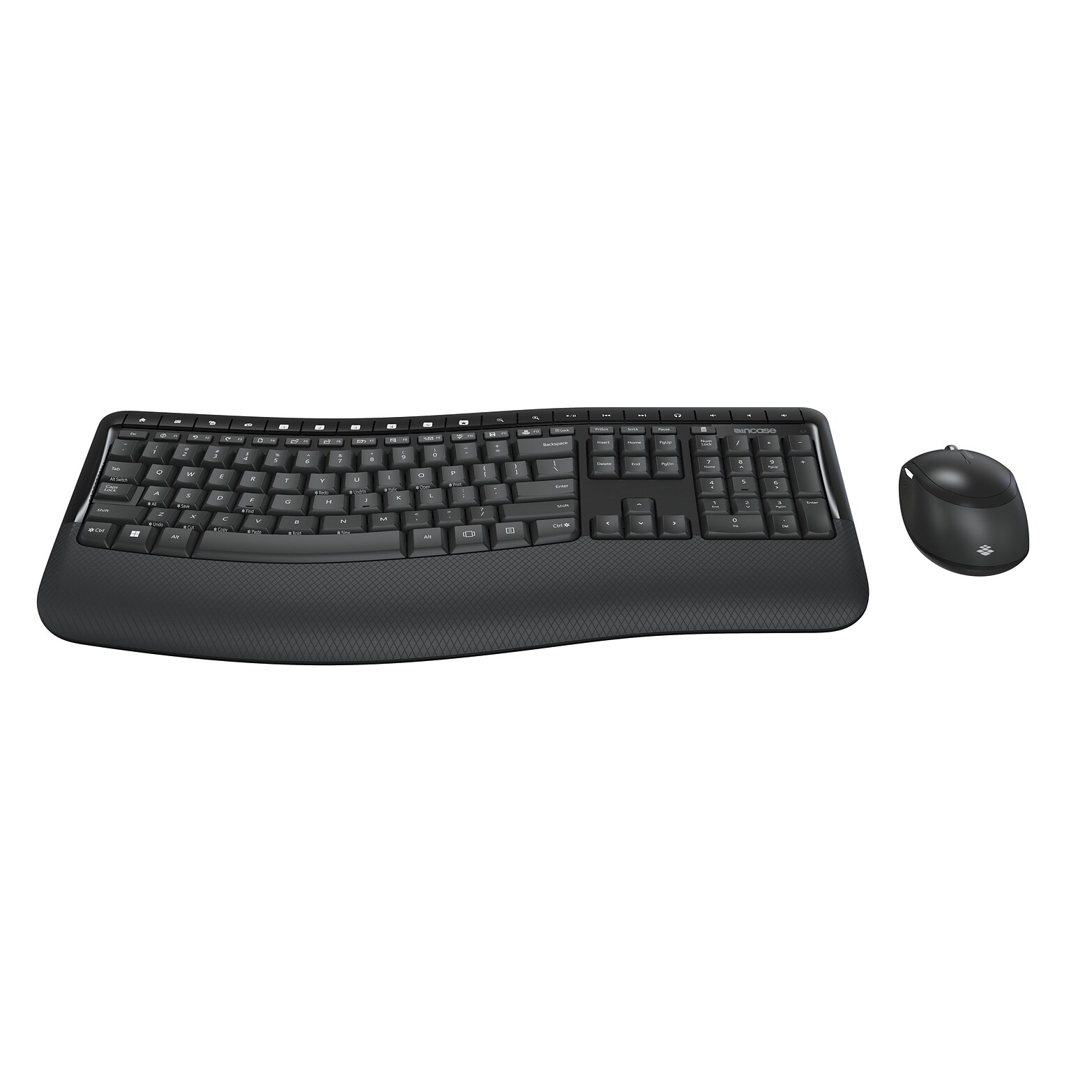 Incase Comfort Desktop 5050 Designed by Microsoft Wireless Ergonomic Keyboard and Laser Mouse Combo, Black (PP4-00001)