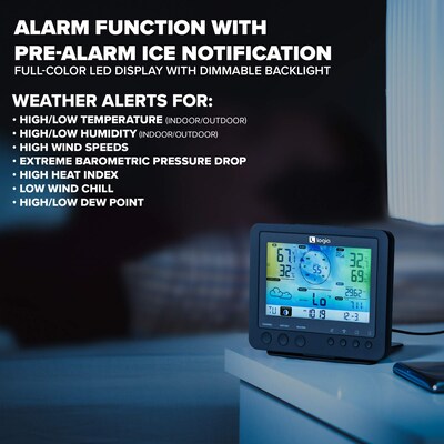 Logia 5-in-1 WiFi Weather Station w/Forecast Data, Alarm, and More, Indoor/Outdoor Weather Station (LOWSC510WB)