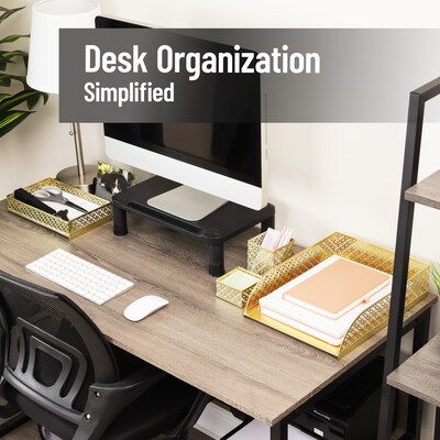 Mind Reader Metal Desk Organizer Set, Gold, 4 Pieces/Set (DESK4-GLD)