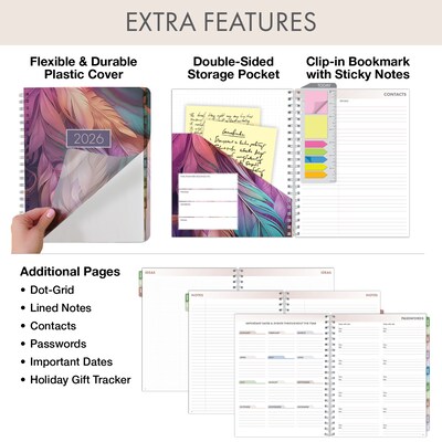2026 Global Printed Products 8.5" x 11" Weekly & Monthly Planner, Paperboard Cover, Pastel Peacock (ESPROCY26851161)