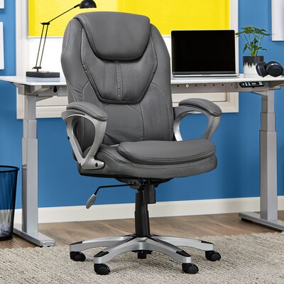 Serta Amplify Ergonomic Faux Leather Swivel Executive Chair, Light Gray (43673C)