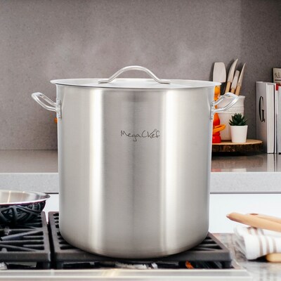 MegaChef Professional Kitchen Stainless Steel 26.4 Qt. Stock Pot, Silver (935122008M)
