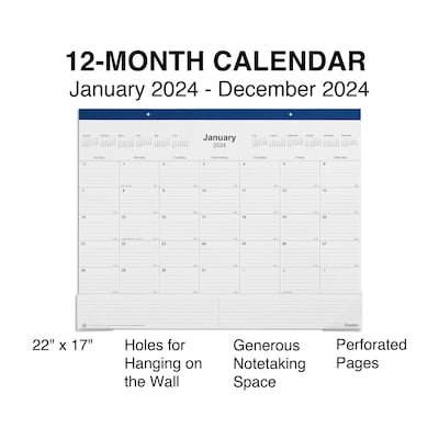 2025 Staples 22" x 17" Desk Pad Calendar, Navy (ST59700-25)