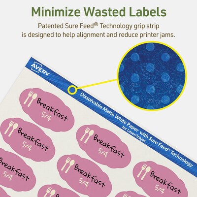 Avery Dissolvable Decorative Edge Multipurpose Labels, 1-1/8" x 2-1/4", Off-white, 525/Pack (94061)