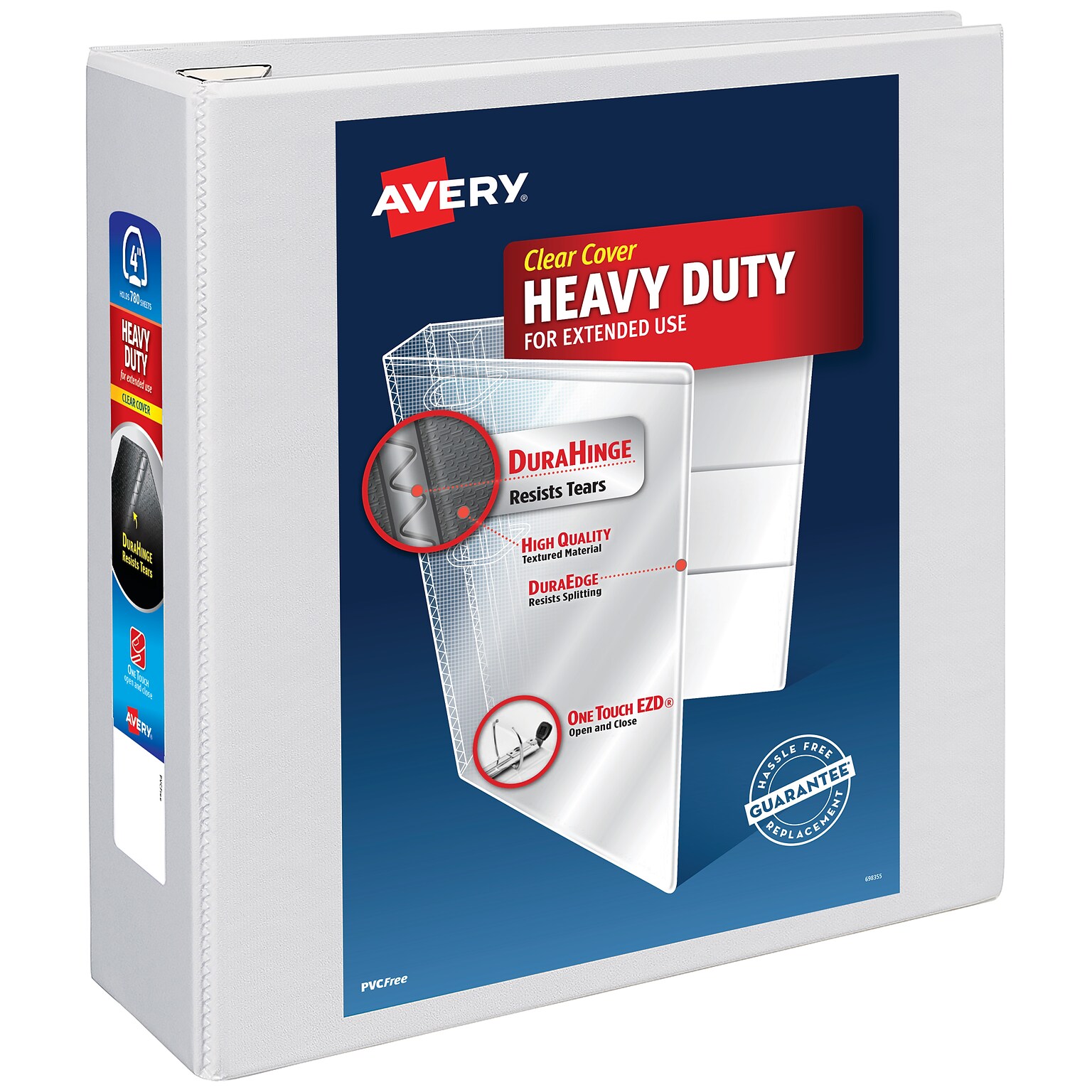 Avery Heavy Duty 4 3-Ring View Binder, D-Ring, White (79-104/79-704)