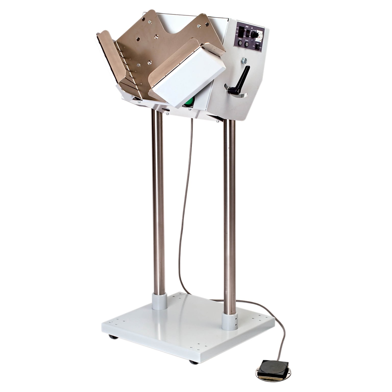 MBM AJ700 Air-Feed Floor Model Paper Jogger , 4” Deep V-Tray, Foot Pedal & Continuous Mode, White (JO0795)