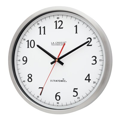 La Crosse Technology UltrAtomic Wall Clock, Stainless Steel, 14Dia. (404-1235UA-PL )