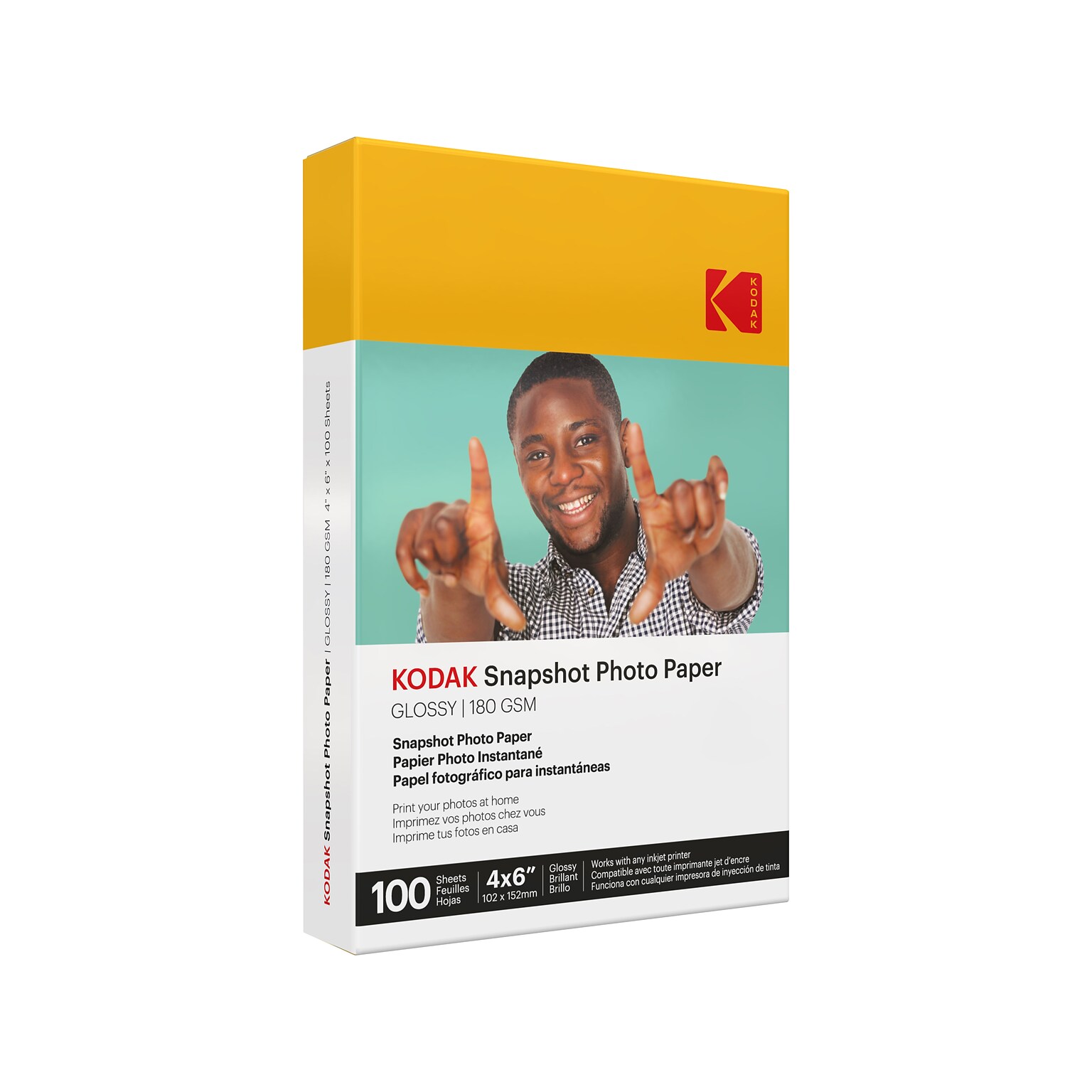 Kodak Snapshot Glossy Photo Paper, 4 x 6, 100 Sheets/Pack (41305)