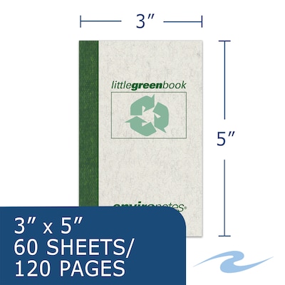 Roaring Spring Environotes 1-Subject Pocket Notebook, 3" x 5", Narrow Ruled, 60 Sheets, Gray/Silver, 48/Case (77356CS)