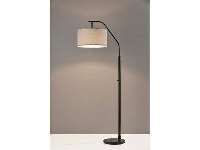 Simplee Adesso Max 66" Matte Black Floor Lamp with Oatmeal Drum Shade (SL1140-01)