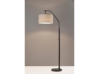 Simplee Adesso Max 66 Matte Black Floor Lamp with Oatmeal Drum Shade (SL1140-01)