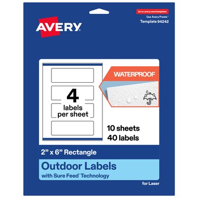 Avery Rectangle Laser Multipurpose Labels, 2 x 6, White, 40/Pack (19479399308)