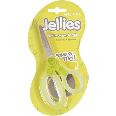 Westcott® Jellies™ Kids 5" Stainless Steel Gel Handle Scissors, Blunt Tip, Assorted Colors, 12/Pack (67364)