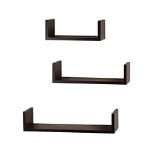 V-Light Wood Wall-Mounted Shelves, Espresso, 3/Pack (VW161011E)