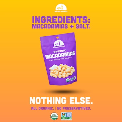 Mavuno Harvest Organic Dry Roasted Macadamias with Sea Salt, 4 oz., 6 Bags/Pack (MAHW-SRM46PK)