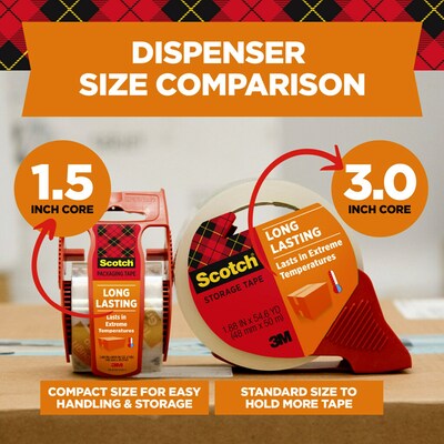 Scotch Moving & Storage Packing Tape with Dispenser, 1.88" x 38.2 yds., Clear, 4/Pack (3650S-4RD)