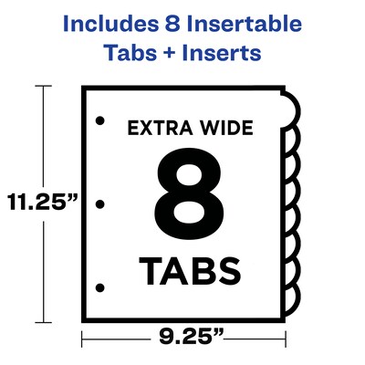 Avery Style Edge Insertable Plastic Dividers with Pocket, 8 Tabs, Multicolor (11293)