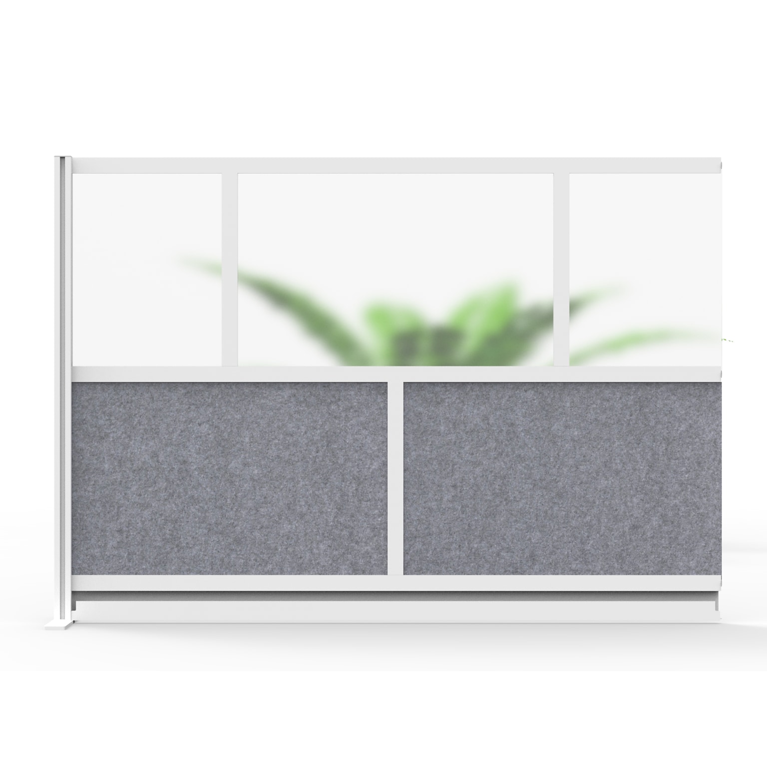 Luxor Modular Room Divider Add-On Wall, 48H x 70W, Gray PET/Frosted Acrylic (MW-7048-XFCG)