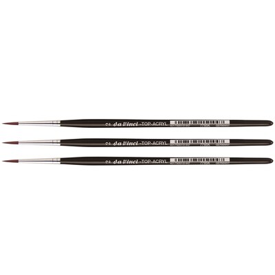 da Vinci TOP-ACRYL Oil and Acrylic Synthetic Bristle Red-Brown Round Brush, 3 Brushes/Pack (DVXVA7785K2-3)