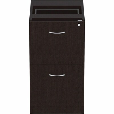 Lorell Essentials 2-Drawer Stationary File/File Cabinet, Letter/Legal Size, Lockable, 28.3Hx 16Wx 22D, Espresso/Silver Brush