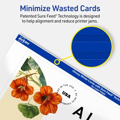 Avery Integrated Cards, 5" x 7", Glossy White, 100/Box (95348)