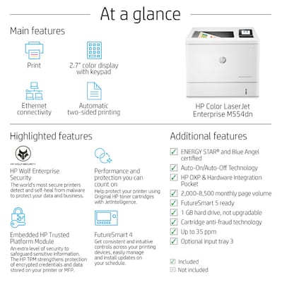 HP Color LaserJet Enterprise M554dn Printer (7ZU81A#BGJ)