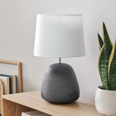Creekwood Home Concrete 16.93" LED Table Lamp, White (CWT-1009-WH)